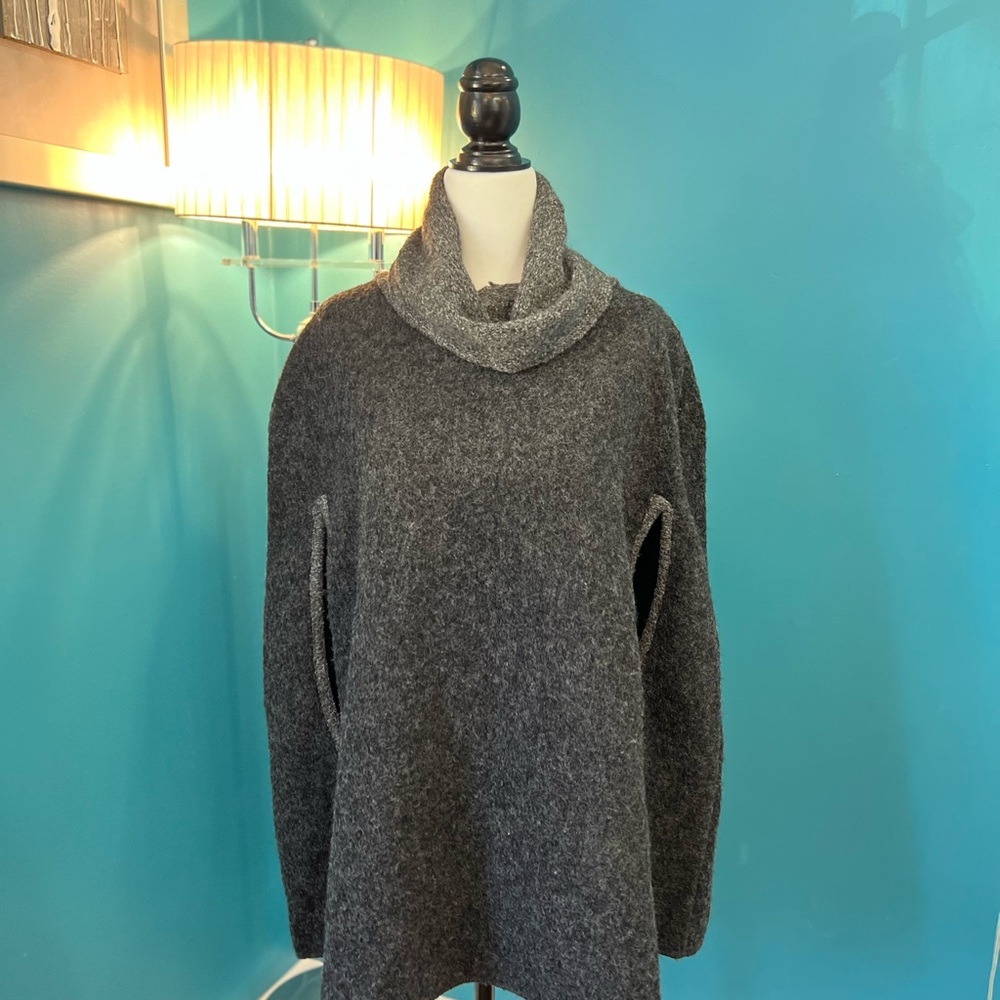Vintage 100% Italian wool poncho with cowl neck.  One size